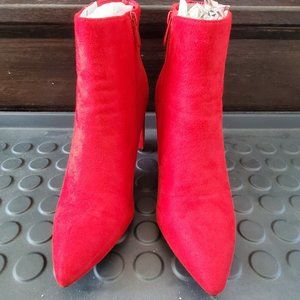 Dream Pairs Sianna-1 Chunky High Heel Ankle Booties Red Size 10